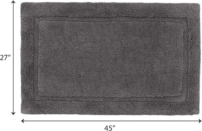 Jean Pierre New York Lydia Border 100% Cotton Bath Mat - Non-Slip Bath Rug - Charcoal - 27"x45"