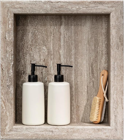 Palisade 17.5 in x 15.5 in Vinyl Shower Niche Grecian Earth | Waterproof Shower Insert