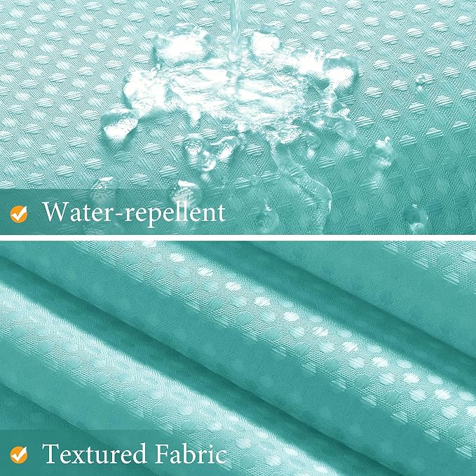 Shower Curtain 84 inches Long 7FT for Bathroom 1 Panel Aqua Blue | Ombre Waffle, Shower Curtains with Hook, Water Repellent, Boho Farmhouse, Simple Modern Bath Decor, 72x84