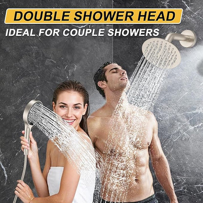 Shower Faucet Set Brushed Nickel Shower System, 12 Inch Ceiling Rain Shower Head with Handheld, Polished Nickel High Pressure Shower Fixtures Set (12" Brushed Nickel)