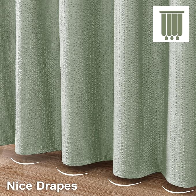 Berry Sage Green Shower Curtain - 3D Embossed Textured Shower Curtains for Bathroom, Boho Waffle Green Shower Curtains, Luxury Hotel Cloth Bath Curtain for Bathroom, 72Wx72H, Sage Green