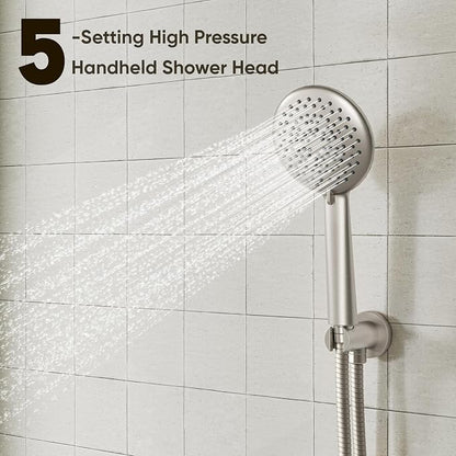 Gabrylly Shower System, Shower Faucet Set with Pressure Balance Shower Valve, 10" Rain Shower Heads with Handheld Spray, Wall Mounted Shower Fixtures, High Pressure Shower Head Set, Brushed Nickel