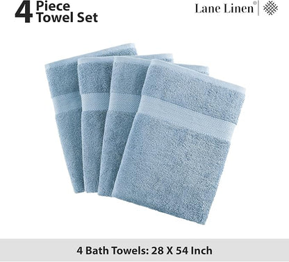 LANE LINEN Towel Set Soft Absorbent Quick Dry 100% Cotton 4 Piece - Allure | Cotton Bath Towels - Lightweight & Breathable, Fade-Resistant Color, Classic Terry Weave, Densely Woven, Coordinated Colors