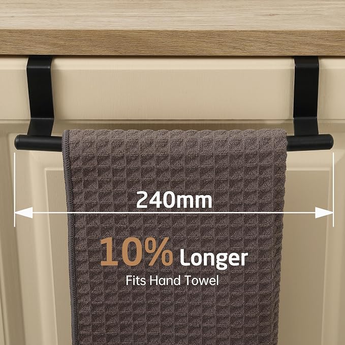 KES Over The Door Towel Rack, Over Cabinet Towel Bar Kitchen Bathroom Towel Holder Storage Dish Towel Holder, Over Cabinet Cupboard Door Towel Bar, Matte Black 2 Pack, KTH500S26-BK-P2