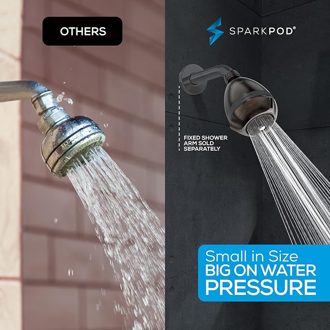 SparkPod High Pressure Shower Head, 3 Inch Fixed Showerhead, Oil-Rubbed Bronze