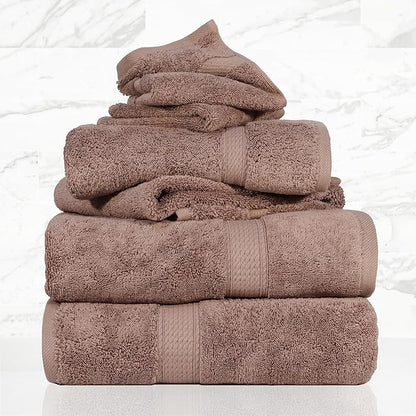Superior Egyptian Cotton Ultra Plush & Absorbent, 6 Piece Set, Muted Mauve | Quick Dry, Soft Luxury Towel Set, Bath Essentials, Guest Bath, Spa, 2 Bath, 2 Hand, 2 Face Towels, Madeline Towels