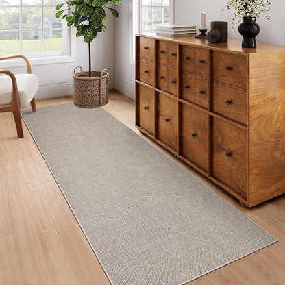 Garvee Washable Runner Rug 2x6 Woven Textured Hallway Runner Rug Taupe | Modern Minimalist Solid Color Non Slip Runners Low Pile Non-Shedding Thin Foldable Mat for Entryway Kitchen Bathroom Bedside