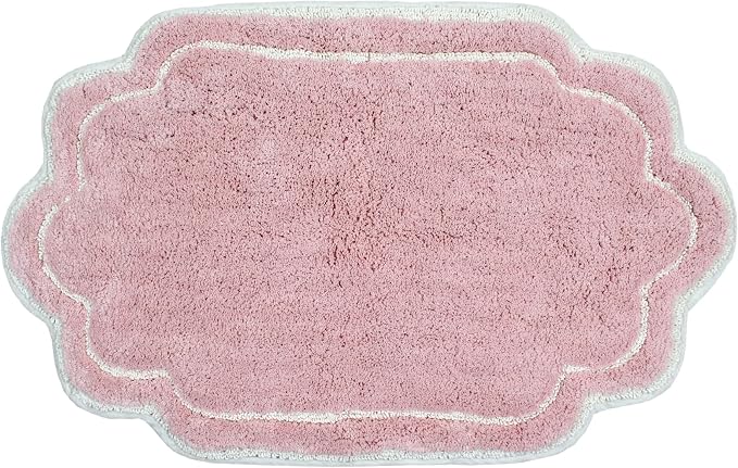 Home Weavers Allure Collection 100% Cotton Tufted Bathroom Rug, Soft and Absorbent Bath Rugs, Non-Slip Bath Carpet, Machine Wash Dry Bath Mats for Bathroom Floor, 21"x34" Bath Rug, Pink