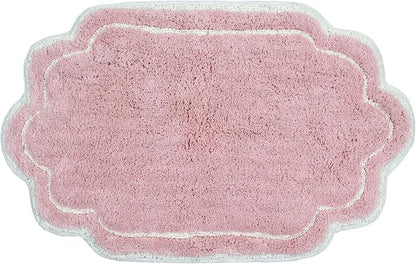 Home Weavers Allure Collection 100% Cotton Tufted Bathroom Rug, Soft and Absorbent Bath Rugs, Non-Slip Bath Carpet, Machine Wash Dry Bath Mats for Bathroom Floor, 21"x34" Bath Rug, Pink