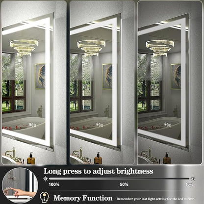 44x36 Inch LED Mirror for Bathroom | Dimmable Bathroom Vanity Mirror with Lights, Front Lights+Backlit, Anti-fog, Memory, 3 Colors, Shatter-Proof, ETL Listed