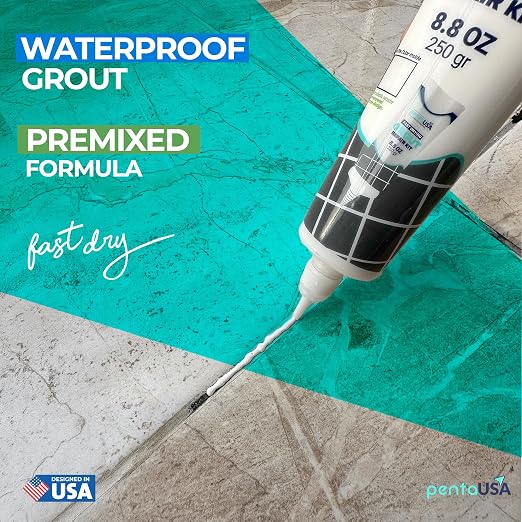 Premixed Tile Grout Repair - White 2-Pack (17.6oz/500g) | Acrylic sanded formula, for bathroom shower kitchen tile, water-resistant, 24-hour cure, 58 sq ft, value 2-pack
