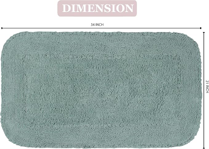 Home Weavers Radiant Collection 100% Cotton Bathroom Rugs Set, Machine Washable Rug, Extra Soft and Absorbent Bath Rug, Kitchen Mat, Bath Mat Set, Bath Floor Mat Non Slip, 21"x34" Rectangle, Blue