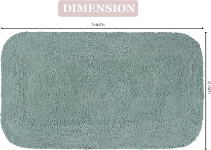 Home Weavers Radiant Collection 100% Cotton Bathroom Rugs Set, Machine Washable Rug, Extra Soft and Absorbent Bath Rug, Kitchen Mat, Bath Mat Set, Bath Floor Mat Non Slip, 21"x34" Rectangle, Blue