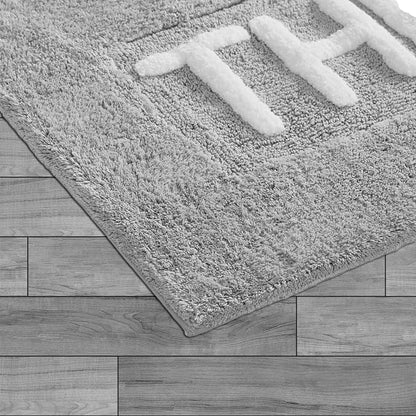 Cotton Bath Rug - Soft Cotton Bath Mat - Bathroom Decor - Water Absorbent and Machine Washable - Measures 21"x34" - They Grey