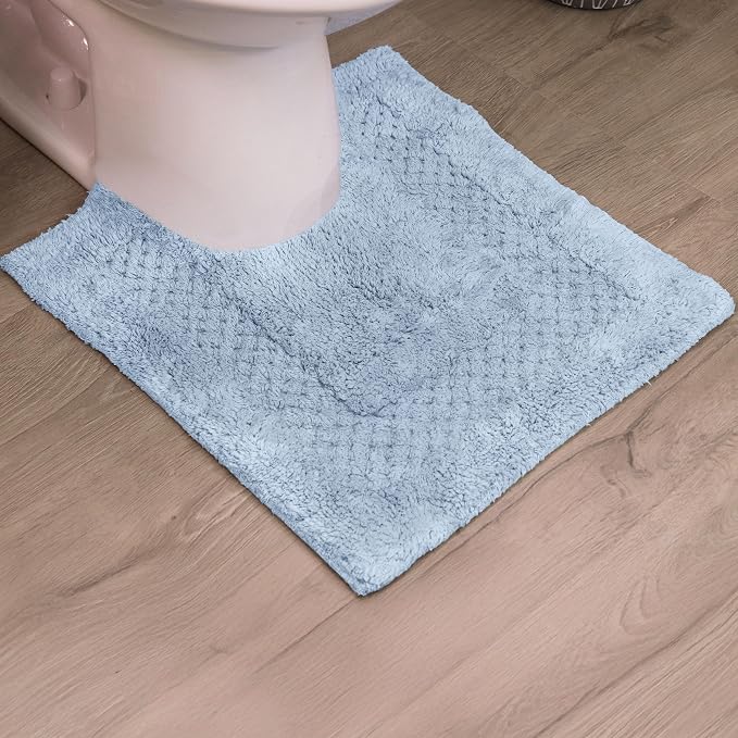 Home Weavers Classy Bathmat 100% Cotton Bathroom Rugs Set, Bathroom Décor, Washable Rug, Extra Soft and Absorbent Bath Rug, Kitchen Mat, Bath Mat Set, Bath Floor Mat Non Slip, 20"x20" Contour, Blue