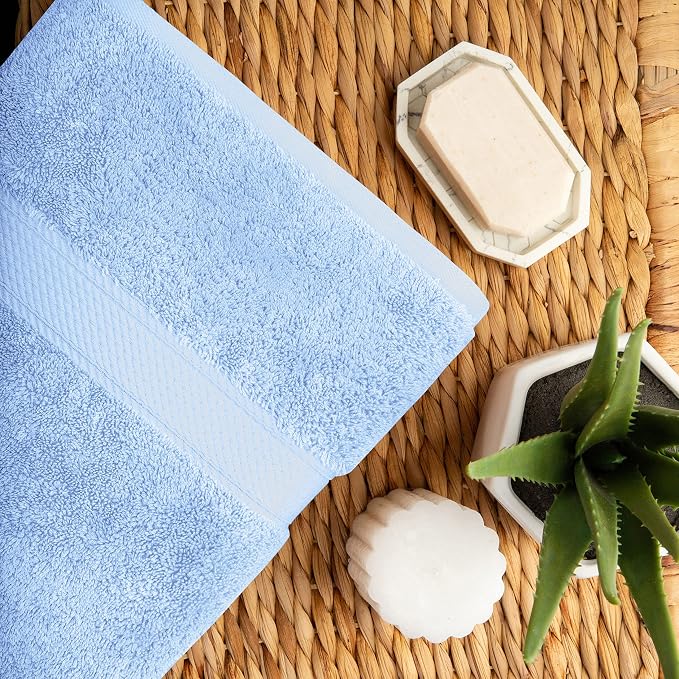 SUPERIOR Egyptian Cotton Ultra Plush & Absorbent, 10 Piece Set, Light Blue | Quick Dry, Soft Luxury Towel Set, Bath Essentials, Guest Bath, Spa, 2 Bath, 4 Hand, 4 Face Towels, Madeline Towels