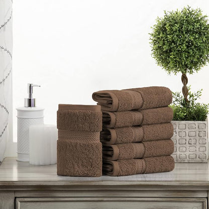 Superior Egyptian Cotton Plush & Absorbent, Face Towel Set of 6, Chocolate | Quick Dry, Soft Luxury Towel Set, Bath Essentials for Bathroom, Guest Bath, Spa, 2 Piece Face, Madeline Towels