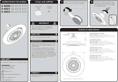 Speakman S-4002-E15 Reaction Fixed Low-Flow Shower Head for Stylish Bathroom Dcor, 1.5 GPM, Grey/Chrome