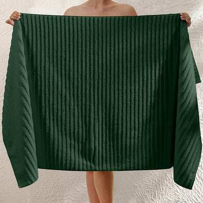 Elegant Comfort 100% Turkish Cotton Corduroy Ribbed Luxury Jumbo Bath Towel Ultra Soft - 35 x 70 Inch - Luxury Spa Premium Hotel Quality Highly Absorbent and Quick Dry Large Bath Towel, Hunter Green