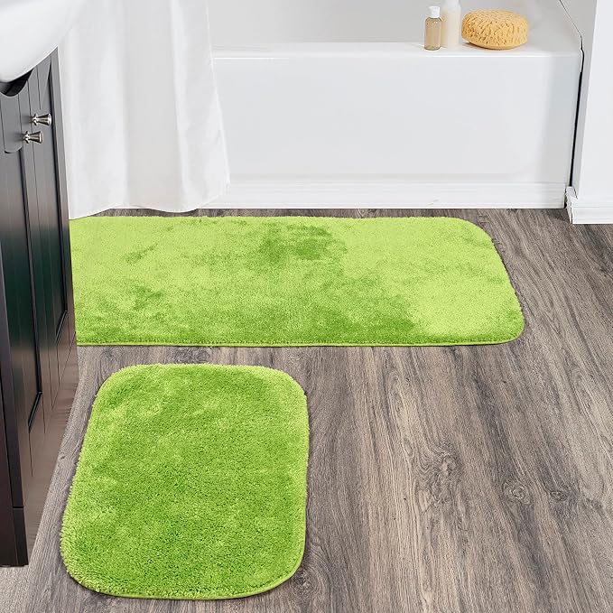 Garland Rug Traditional Nylon Washable Lime-Aid 2 Bath Rugs (21" X 34", 22" X 60") - Soft, Absorbent, and Stylish for Your Bathroom