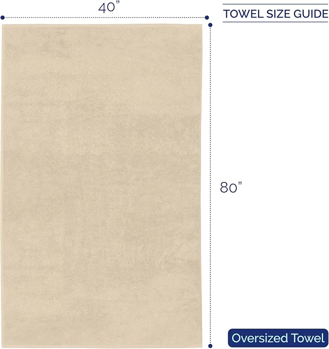 Elegant Comfort Premium Super Soft Highly Absorbent 1 Piece Oversized Bath Sheet - 40" x 80" inch, Luxurious Hotel Spa Quality 100% Turkish Cotton Extra Large Bath Towels for Adults, Ivory
