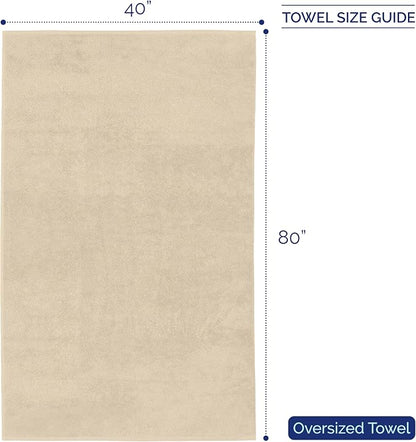 Elegant Comfort Premium Super Soft Highly Absorbent 1 Piece Oversized Bath Sheet - 40" x 80" inch, Luxurious Hotel Spa Quality 100% Turkish Cotton Extra Large Bath Towels for Adults, Ivory
