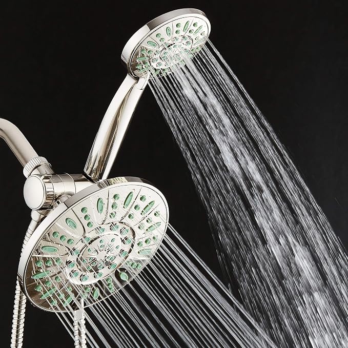 AquaDance Antimicrobial High Pressure 7" Rain & Handheld Shower Head Combo | Enjoy More Power & Better Shower Hygiene with Lifetime Antimicribial Nozzle Protection from Mold, Mildew & Bacteria - Nickel