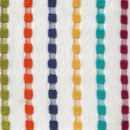 SKL Home Good Vibes Hand Towel Set-2pc, Premium 100% Cotton, Multi | 550 GSM weight. Soft & absorbent terry with colorful stripes. For use in the bathroom, kitchen, bar or any sink space.