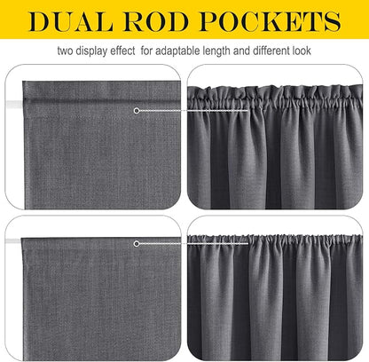 NICETOWN Blackout Window Curtains, Farmhouse Thermal Insulated Noise Reducing Privacy Faux Linen Patio/French/Glass Door Curtain Panel, 1 Panel, 36" x 72", Charcoal Gray