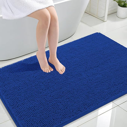 OLANLY Large Bathroom Rugs 47x32, Extra Soft Absorbent Chenille Bath Rugs | Royal Blue, Quick-Drying Rubber Backing, Machine Washable Bath Mat for Bathroom Floor, Tub and Shower, Home Decor Accessories