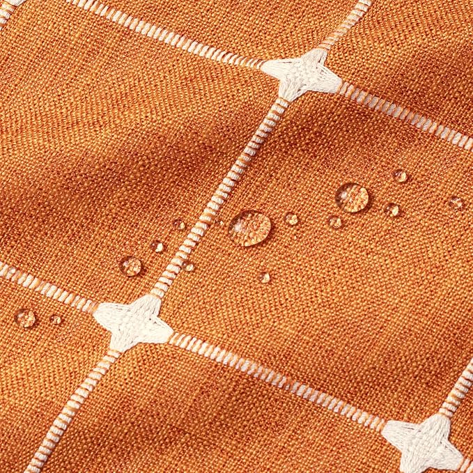 MitoVilla Orange Boho Extra Long Shower Curtain 72 x 84, Modern Farmhouse 84 inch XL Polyester Linen Texture Tassel Fabric Shower Curtain Set with Hooks for Cottagecore Country Bathroom Decor