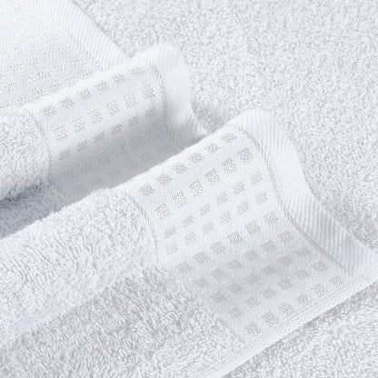 GLAMBURG 100% Cotton Ultra Soft 6 Pack Towel Set, Contains 2 Bath Towels 28x55 Inches, 2 Hand Towels 16x24 Inches & 2 Wash Coths 12x12 Inches, Compact Absorbent Lightweight & Quickdry - White