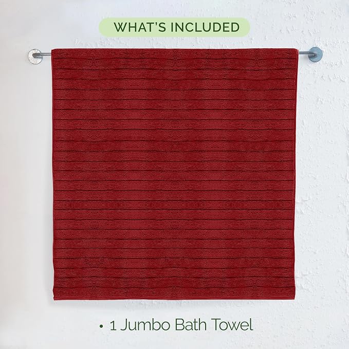 Elegant Comfort 100% Turkish Cotton Corduroy Ribbed Luxury Jumbo Bath Towel Ultra Soft - 35 x 70 Inch - Luxury Spa Premium Hotel Quality Highly Absorbent and Quick Dry Large Bath Towel, Burgundy