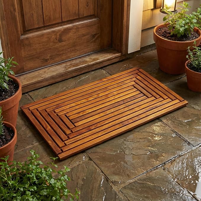 Giza Shower, Spa, Door Mat in Solid Teak Wood, 36" x 20"