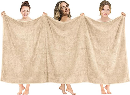 American Soft Linen 100% Cotton 600 GSM Turkish 40x80 Oversized Bath Towel Sheet, Extra Large Adult Towels for Bathroom, Beige Bath Sheet