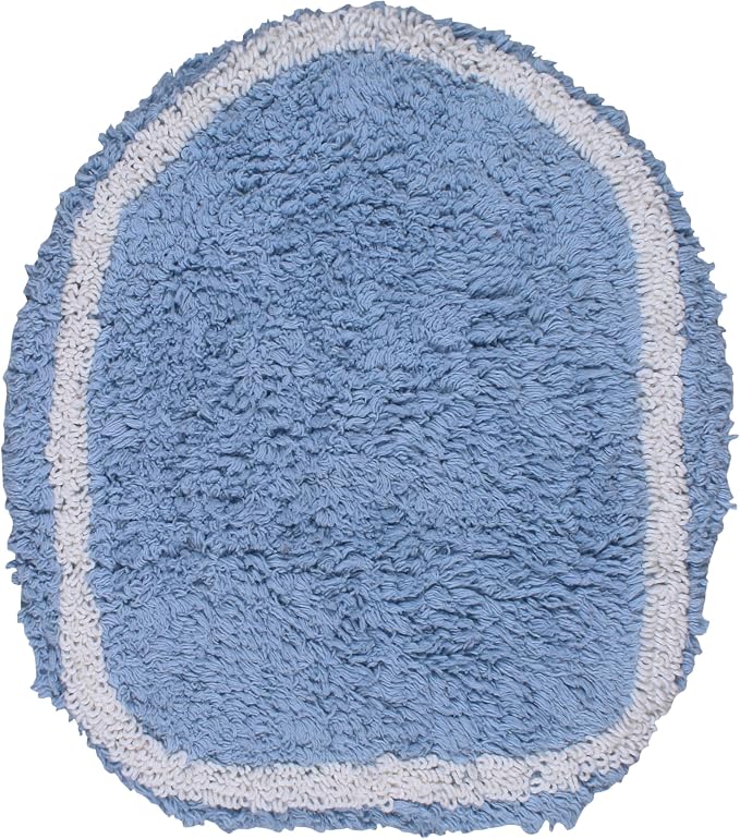Home Weavers Allure Collection Toilet Lid Seat Cover, Elastic Edges, 100% Cotton Soft Universal Fit for Standard Oblong Round Elongated Bath Room Bowl Lids, Washable, 18"x18" Toilet Lid Cover, Blue