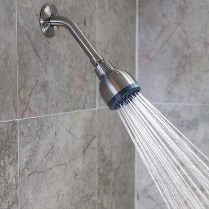 Aqua Elegante High Pressure Shower Head - 2.5 GPM - Brushed Nickel | Best 3 Inch Wall Mount Bathroom Showerhead For Boosting Low Flow With Anti-Clog Nozzles, Adjustable Brass Ball Joint