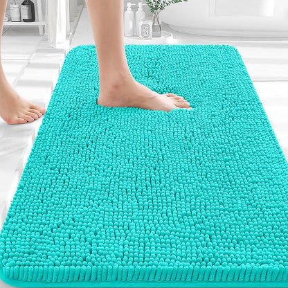 OLANLY Small Bathroom Rugs 30x18, Extra Soft Absorbent Chenille Bath Rugs | Teal, Quick-Drying Rubber Backing, Machine Washable Bath Mat for Bathroom Floor, Tub and Shower, Home Decor Accessories