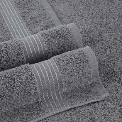 Elegant Comfort Premium Cotton 6-Piece Towel Set, Includes 2 Washcloths, 2 Hand Towels and 2 Bath Towels, 100% Turkish Cotton - Highly Absorbent and Super Soft Towels for Bathroom, Grey