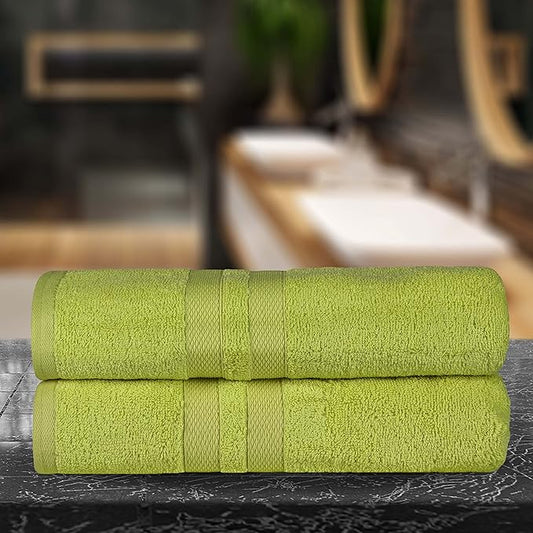 Superior Ultra-Soft 2-Piece Cotton Bath Sheet Set, Perfect for Bathroom Decor, Shower, Spa, Gym, Guest Room, Home Essentials, Daily Use, Soft, Absorbent, Oversized Body Towels - Celery