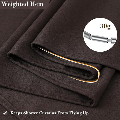 Extra Long Linen Shower Curtain for Bathroom 96 Inches Long Chocolate Brown | 8ft Ceiling to Floor Weighted Bath Curtains Set with Hook, Neutral Boho Farmhouse, Simple Luxury Shower Decor, 1 Panel, 72x96