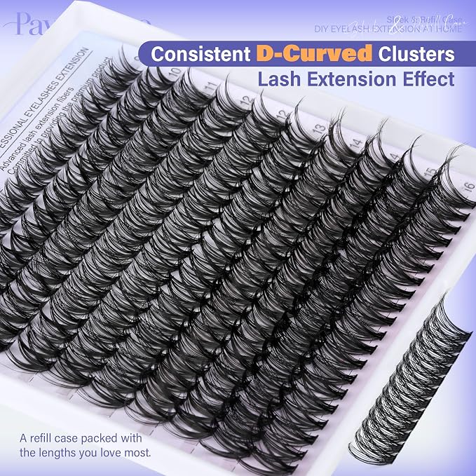 Lash Clusters 200pcs Individual Lashes 40D Cluster Eyelash Extensions 9-16mm Eyelash Clusters Lash Extensions for Self Application (40D, 0.07D, 9-16mm)