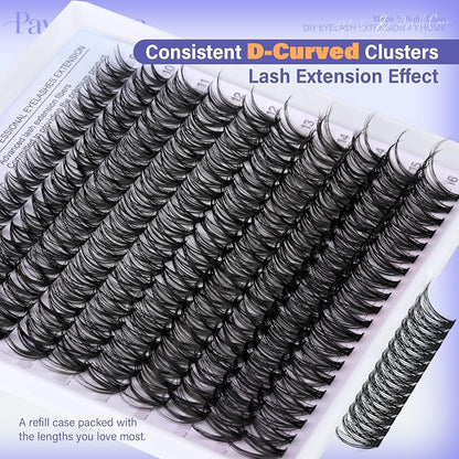 Lash Clusters 200pcs Individual Lashes 40D Cluster Eyelash Extensions 9-16mm Eyelash Clusters Lash Extensions for Self Application (40D, 0.07D, 9-16mm)