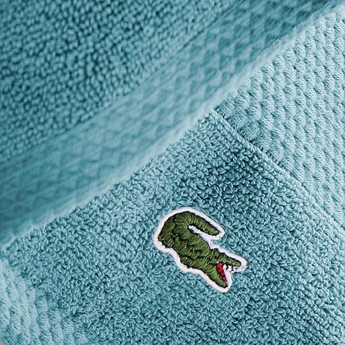 Lacoste Heritage Anti-Microbial Supima Cotton 6-Piece Towel Set, 2 Bath Towels, 2 Hand Towels, 2 Washcloths, Celestial Blue – Highly Absorbent & Quick Drying, Bathroom Essential, Machine Washable