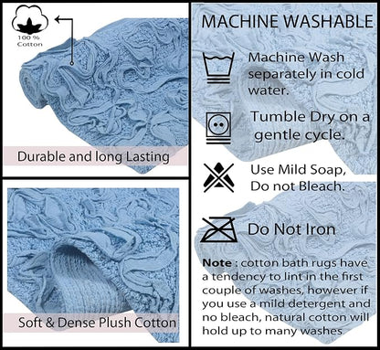 Home Weavers Bell Flower Collection 100% Cotton Tufted Bath Rugs, Extra Soft and Absorbent Bath Rugs, Non-Slip Bath Mats, Machine Washable, Bath Mats for Bathroom Floor, 24"x40" Rectangle, Sky Blue