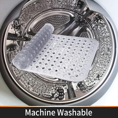 Yimobra Square Shower Mat Non Slip, Super Strong Suction Cups, 21"X21" Bath Tub Mat with Drain Holes, Machine Washable Fast Draining Bath Mats, Bathroom Essentials,Clear Gray