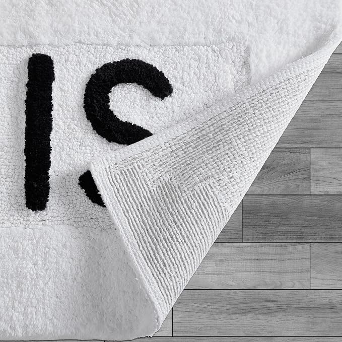 Cotton 2-Piece Bath Rug Set - Soft Cotton Bath Mat - Bathroom Decor - Water Absorbent and Machine Washable - Measures 20"x32" - His & Hers - White