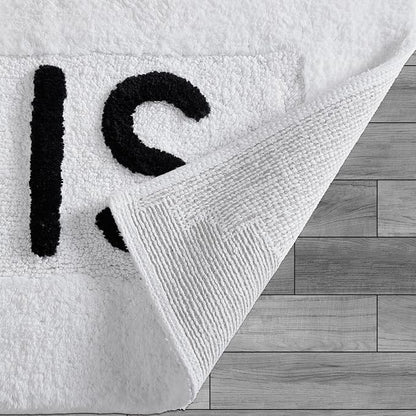 Cotton 2-Piece Bath Rug Set - Soft Cotton Bath Mat - Bathroom Decor - Water Absorbent and Machine Washable - Measures 20"x32" - His & Hers - White