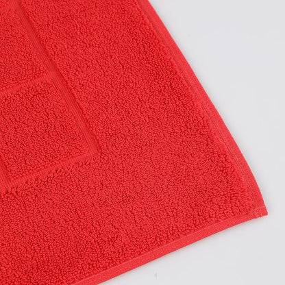 Superior 100% Cotton Bathmat Set, Bath Mats, Bathroom Decor, Shower, Bathtub Essentials, Home Accessories, Small Washable Rug, No Backing, Heavyweight, Nora Collection, Set of 2, 22" x 35", Red