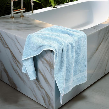 Medium Size Bath Towels Set of 6 – 100% Cotton Terry – 24" x 48" – Quick Dry, Soft & Highly Absorbent – Sky Blue Towels for Bathroom, Gym, Spa, Pool & Daily Use